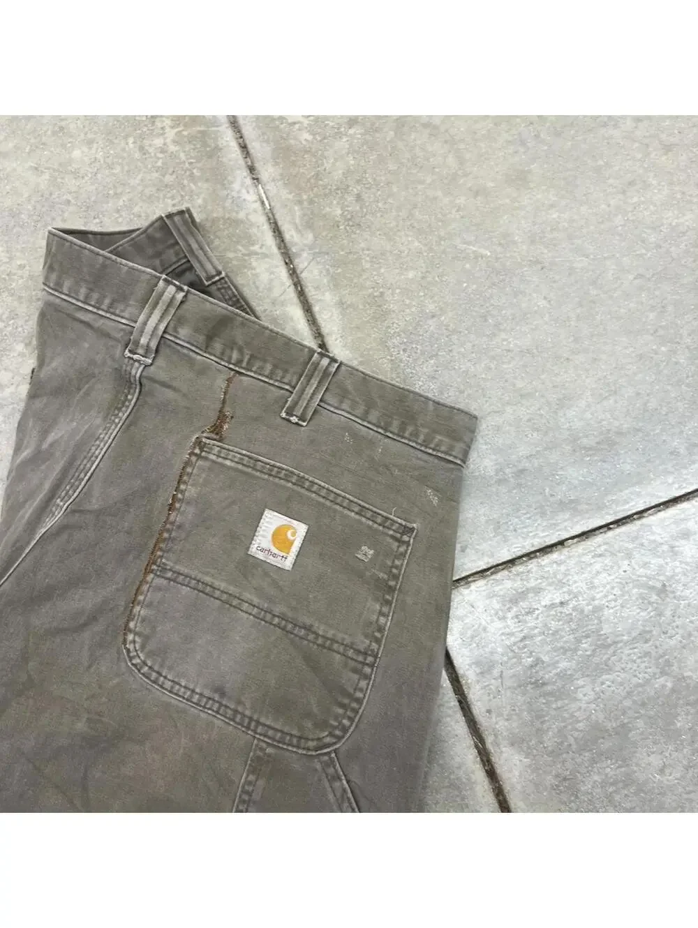 vintage carhartt olive green relaxed baggy fit carpenter cargo pants 38 x 32